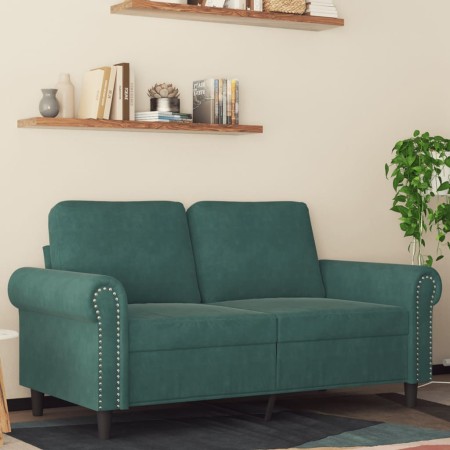 Sofá de 2 plazas de terciopelo verde oscuro 120 cm