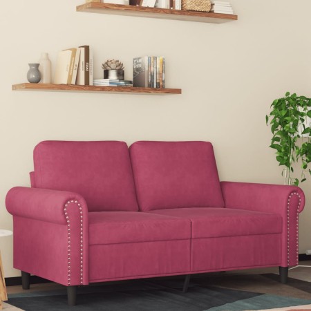 Sofá de 2 plazas de terciopelo rojo tinto 120 cm