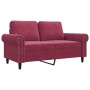 Sofá de 2 plazas de terciopelo rojo tinto 120 cm