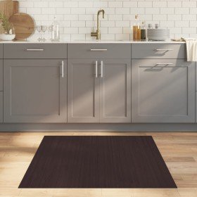 Alfombra rectangular bambú marrón oscuro 100x100 cm