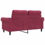 Sofá de 2 plazas de terciopelo rojo tinto 120 cm