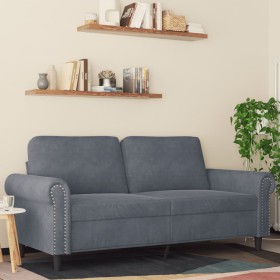 Sofá de 2 plazas de terciopelo gris oscuro 140 cm