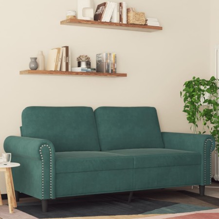 Sofá de 2 plazas de terciopelo verde oscuro 140 cm