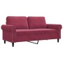 Sofá de 2 plazas de terciopelo rojo tinto 140 cm