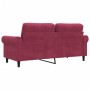 Sofá de 2 plazas de terciopelo rojo tinto 140 cm