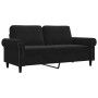 Sofá de 2 plazas terciopelo negro 140 cm