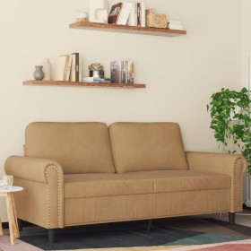 Sofá de 2 plazas terciopelo marrón 140 cm