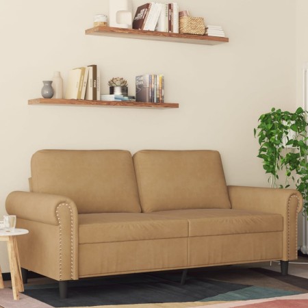 Sofá de 2 plazas terciopelo marrón 140 cm