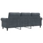 Sofá de 3 plazas terciopelo gris oscuro 180 cm