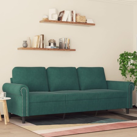 Sofá de 3 plazas terciopelo verde oscuro 180 cm