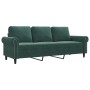Sofá de 3 plazas terciopelo verde oscuro 180 cm