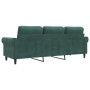 Sofá de 3 plazas terciopelo verde oscuro 180 cm