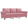 Sofá de 3 plazas terciopelo rosa 180 cm