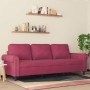 Sofá de 3 plazas de terciopelo rojo tinto 180 cm