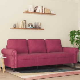 Sofá de 3 plazas de terciopelo rojo tinto 180 cm