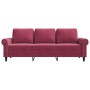 Sofá de 3 plazas de terciopelo rojo tinto 180 cm