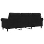Sofá de 3 plazas terciopelo negro 180 cm