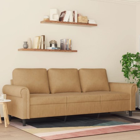 Sofá de 3 plazas terciopelo marrón 180 cm