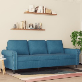 Sofá de 3 plazas terciopelo azul 180 cm