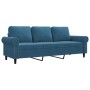 Sofá de 3 plazas terciopelo azul 180 cm