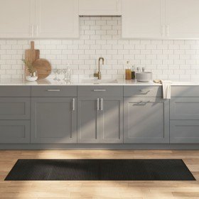 Alfombra rectangular bambú negro 60x200 cm