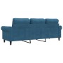Sofá de 3 plazas terciopelo azul 180 cm
