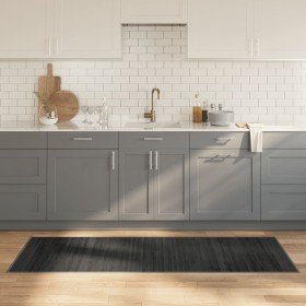 Alfombra rectangular bambú gris 70x200 cm