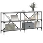 Mesa consola hierro y madera ingeniería gris Sonoma 160x30x75cm