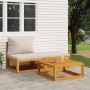 Set de muebles para jardín 3 piezas con cojines madera acacia