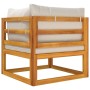 Sofá esquinero modular 2 uds madera acacia y cojines gris claro