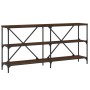 Mesa consola hierro madera ingeniería roble marrón 160x30x75 cm de vidaXL, Mesas auxiliares - Ref: Foro24-832852, Precio: 80,...