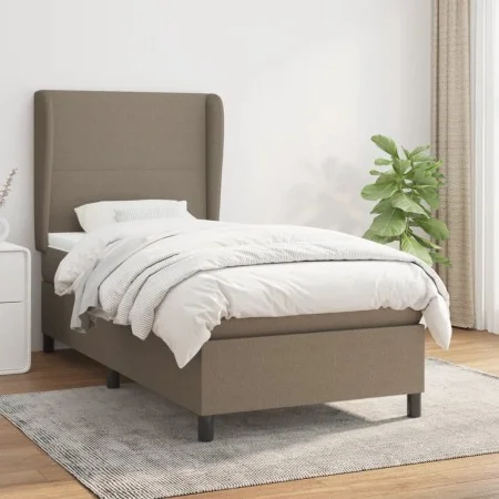 Box spring bed with taupe gray fabric mattress 100x200 cm by vidaXL, Beds and slatted bases - Ref: Foro24-3127785, Price: 388...
