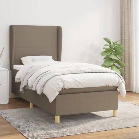 Box spring bed with taupe gray fabric mattress 100x200 cm by vidaXL, Beds and slatted bases - Ref: Foro24-3128345, Price: 374...