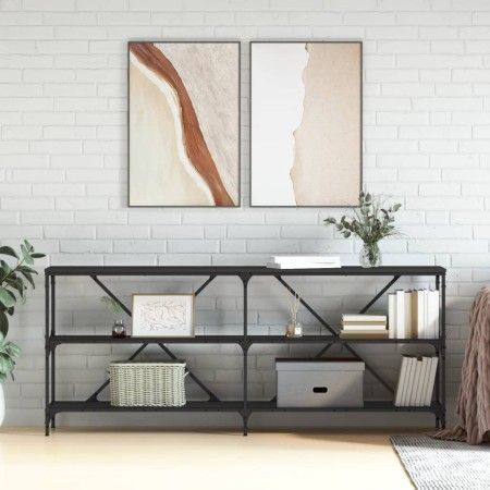 Schwarzer Konsolentisch aus Eisen und Holz, 180 x 30 x 75 cm von vidaXL, Seitentische - Ref: Foro24-832853, Preis: 76,22 €, R...