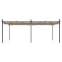 Pérgola con cubierta retráctil gris taupe 589x292x230 cm