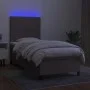 Box spring bed with mattress and LED lights taupe gray fabric 100x200 cm by vidaXL, Beds and slatted bases - Ref: Foro24-3134...