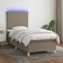 Box spring bed with mattress and LED lights taupe gray fabric 100x200 cm by vidaXL, Beds and slatted bases - Ref: Foro24-3135...