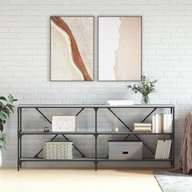 Sonoma gray engineered iron and wood console table 180x30x75cm by vidaXL, Side tables - Ref: Foro24-832856, Price: 82,21 €, D...