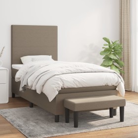 Box spring bed with taupe gray fabric mattress 100x200 cm by vidaXL, Beds and slatted bases - Ref: Foro24-3136417, Price: 412...
