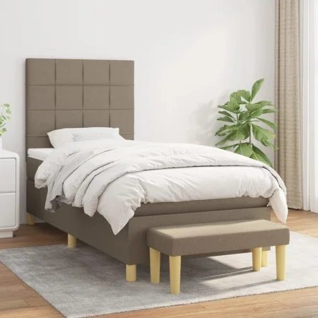 Box spring bed with taupe gray fabric mattress 100x200 cm by vidaXL, Beds and slatted bases - Ref: Foro24-3137137, Price: 384...