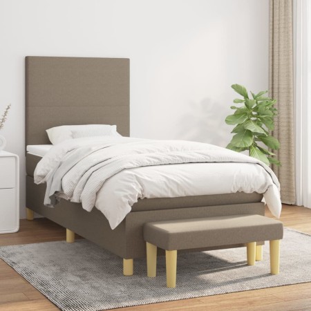 Box spring bed with taupe gray fabric mattress 100x200 cm by vidaXL, Beds and slatted bases - Ref: Foro24-3136977, Price: 426...
