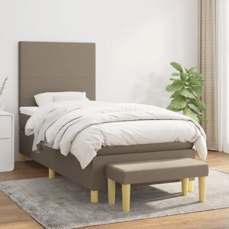 Box spring bed with taupe gray fabric mattress 100x200 cm by vidaXL, Beds and slatted bases - Ref: Foro24-3136977, Price: 391...