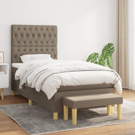 Box spring bed with taupe gray fabric mattress 100x200 cm by vidaXL, Beds and slatted bases - Ref: Foro24-3137377, Price: 445...