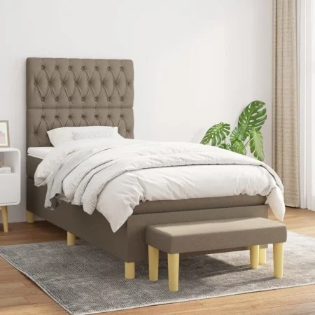 Box spring bed with taupe gray fabric mattress 100x200 cm by vidaXL, Beds and slatted bases - Ref: Foro24-3137377, Price: 410...