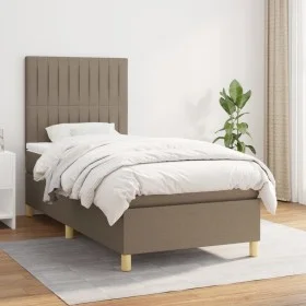 Box spring bed with taupe gray fabric mattress 100x200 cm by vidaXL, Beds and slatted bases - Ref: Foro24-3142477, Price: 347...