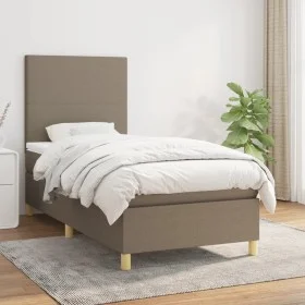 Box spring bed with taupe gray fabric mattress 100x200 cm by vidaXL, Beds and slatted bases - Ref: Foro24-3142157, Price: 364...