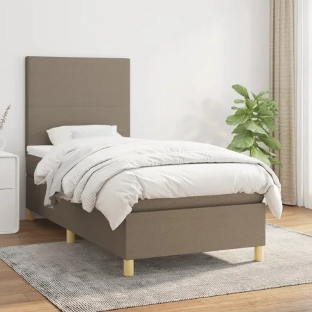 Box spring bed with taupe gray fabric mattress 100x200 cm by vidaXL, Beds and slatted bases - Ref: Foro24-3142157, Price: 364...