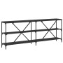 Mesa consola hierro y madera de ingeniería negro 200x30x75 cm de vidaXL, Mesas auxiliares - Ref: Foro24-832858, Precio: 99,52...