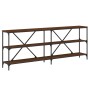 Mesa consola hierro madera ingeniería roble marrón 200x30x75 cm de vidaXL, Mesas auxiliares - Ref: Foro24-832862, Precio: 88,...