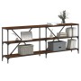 Console table iron wood engineered brown oak 200x30x75 cm by vidaXL, Side tables - Ref: Foro24-832862, Price: 88,79 €, Discou...